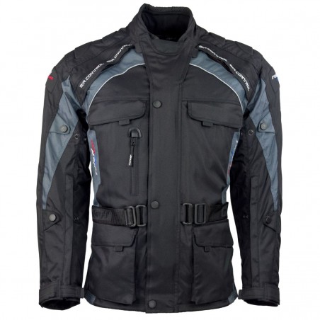 RO781 - Motorradjacke mit Wind-Tex® Klimamembrane - Belüftung - CE Protektoren -  Schwarz / Grau