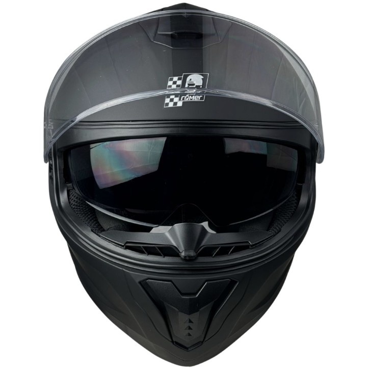 RR20170 - Römer Motorradhelm - Integralhelm mit Sonnenvisier, schwarzmatt