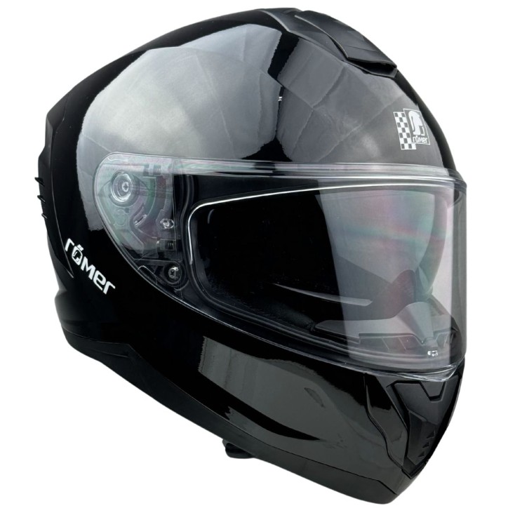 RR20171 - Römer Motorradhelm - Integralhelm mit Sonnenvisier, schwarz glanz