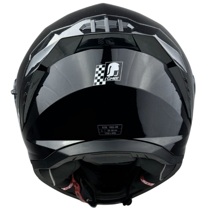 RR20171 - Römer Motorradhelm - Integralhelm mit Sonnenvisier, schwarz glanz