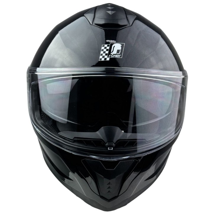 RR20171 - Römer Motorradhelm - Integralhelm mit Sonnenvisier, schwarz glanz