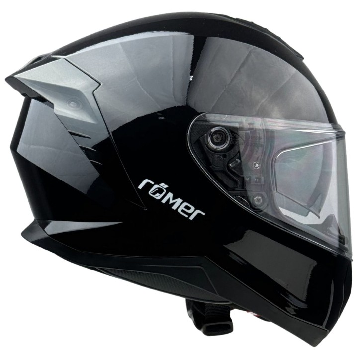 RR20171 - Römer Motorradhelm - Integralhelm mit Sonnenvisier, schwarz glanz