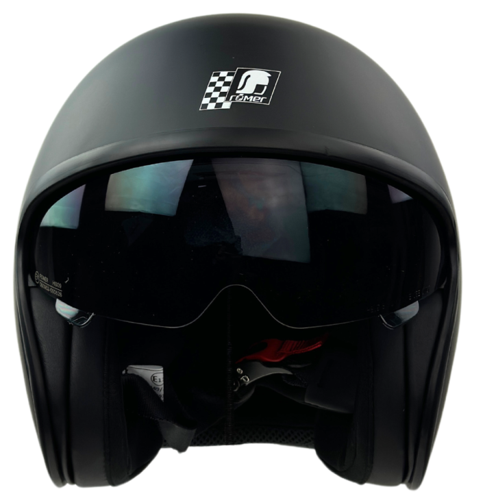 RR10701 - Römer Jethelm - Motorradhelm mit Sonnenvisier + gratis klarem Visier, mattschwarz