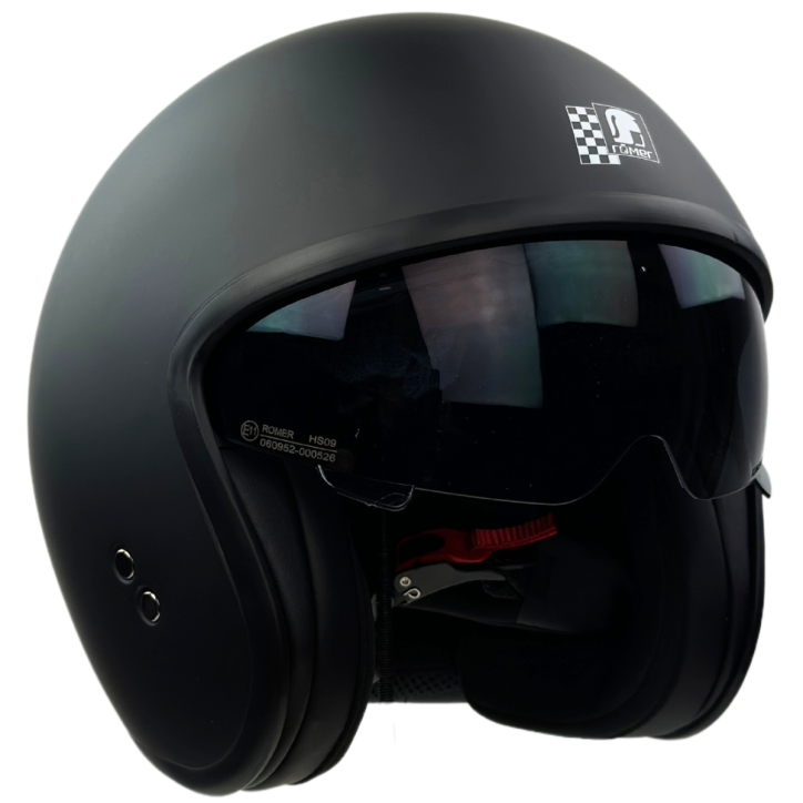 RR10701 - Römer Jethelm - Motorradhelm mit Sonnenvisier + gratis klarem Visier, mattschwarz