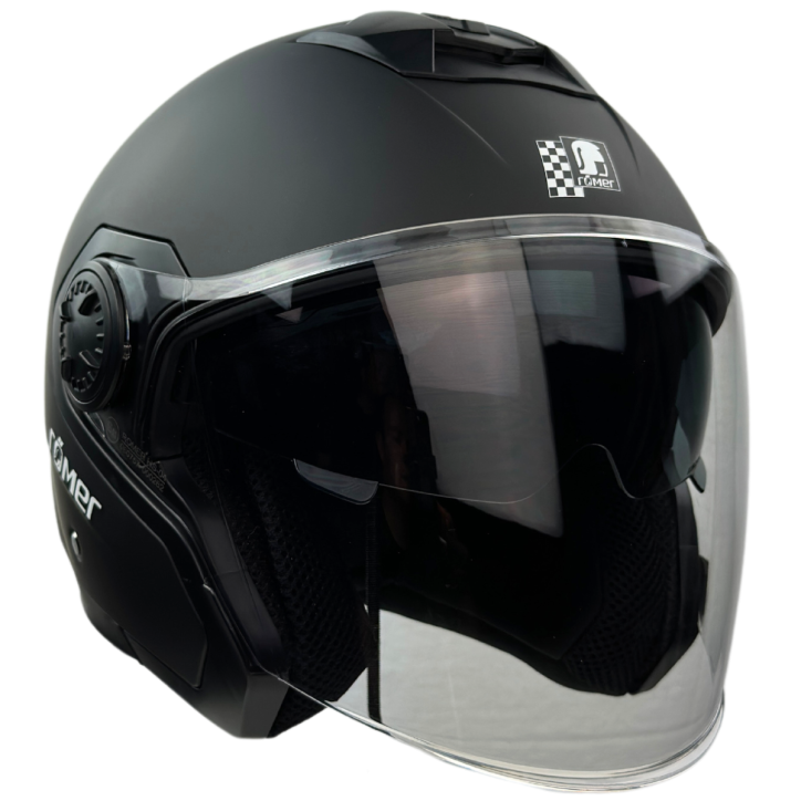 RR10901 - Römer Jethelm - Motorradhelm mit Sonnenvisier, schwarzmatt