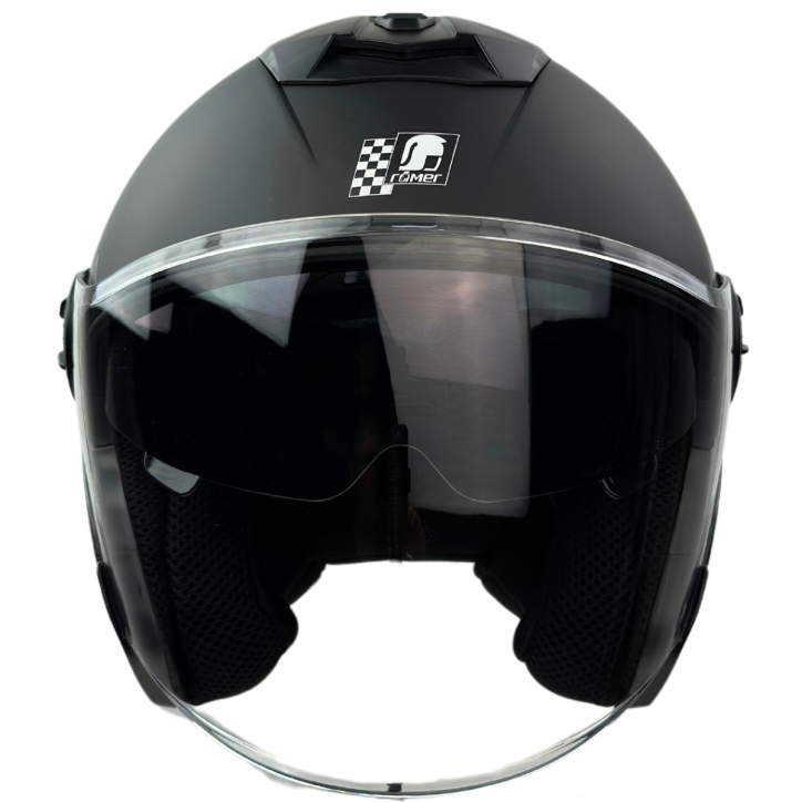 RR10901 - Römer Jethelm - Motorradhelm mit Sonnenvisier, schwarzmatt