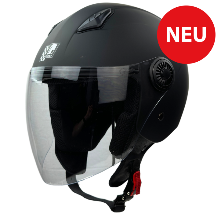 Roleff RR10801 - Römer Jethelm - Motorradhelm, mattschwarz