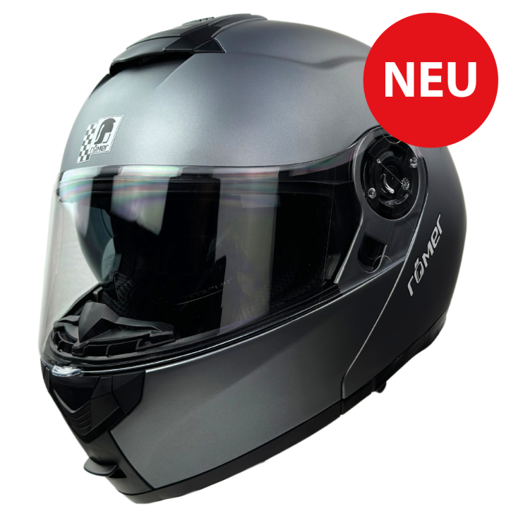 Roleff RR20771 - Römer Klapphelm -Motorradhelm mit Sonnenvisier, titanium- matt