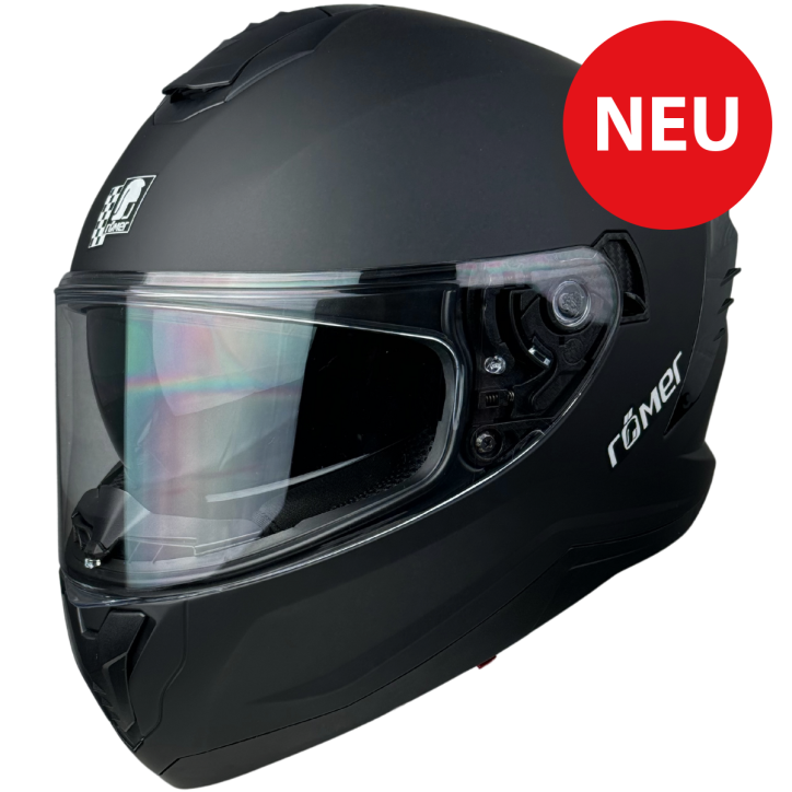 RR20170 - Römer Motorradhelm - Integralhelm mit Sonnenvisier, schwarzmatt