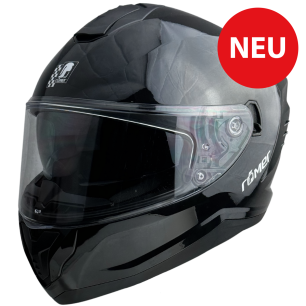 RR20171 - Römer Motorradhelm - Integralhelm mit Sonnenvisier, schwarz glanz