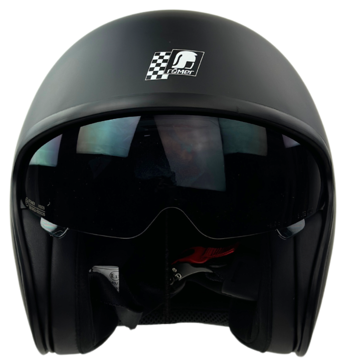 RR10701 - Römer Jethelm - Motorradhelm mit Sonnenvisier + gratis klarem Visier, mattschwarz