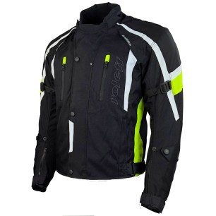 RO15043 - Kurze Motorradjacke in Schwarz / Neongelb